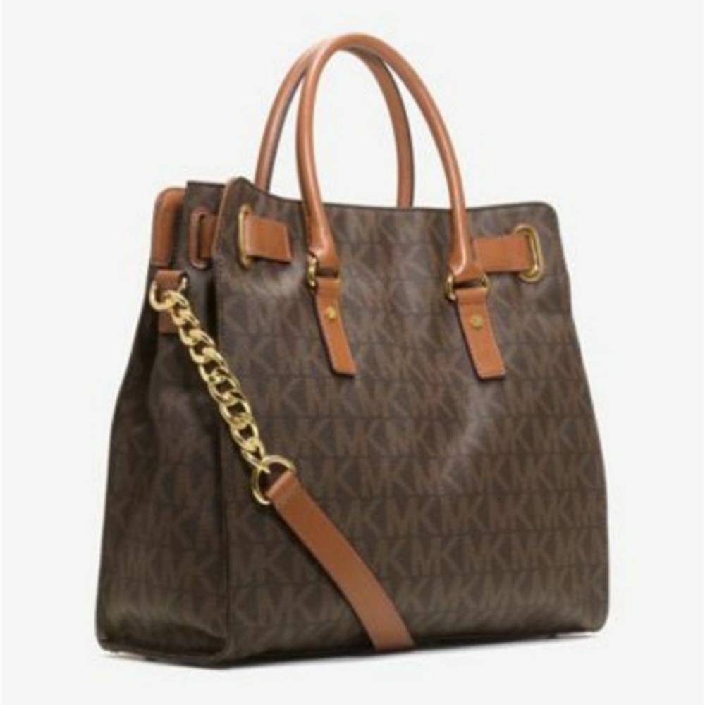 Michael Kors  Large Hamilton N /S PVC Signature Tote $348 Brown #077  NWT - Picture 3 of 8